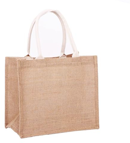 Borsa Juta Naturale Impermeabile - Tracolla Grande Capacità Retrò Per La Spesa - Tote Bag Tela Portatile Da Donna (31X27X15CM)
