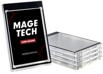 Mage Tech 35pt Card Holder para juegos TCG - Soporta cartas con funda, protección UV, caja de exhibición clara para MTG, PTCG, OPCG, Lorcana y más - Negro