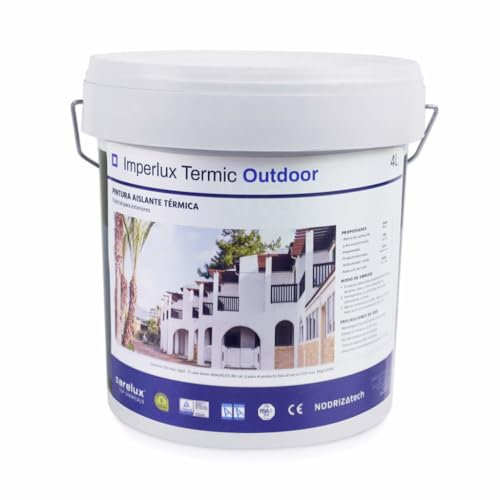 Pintura aislante térmica exterior 4 Litros | Pintura al agua para fachadas aislante térmica | Pintura antihumedad para exteriores | Pintura blanca antihumedad y antimoho | Imperlux Termic Outdoor 4L