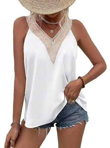 KBRPEY Camiseta sin Mangas Mujer sin Mangas Cuello en V Sexy Holgado Camisetas Tirantes Elegante Tank Top Blusa Informal Suelta Informal Playa Suave Transpirable Malla Chalecos Top