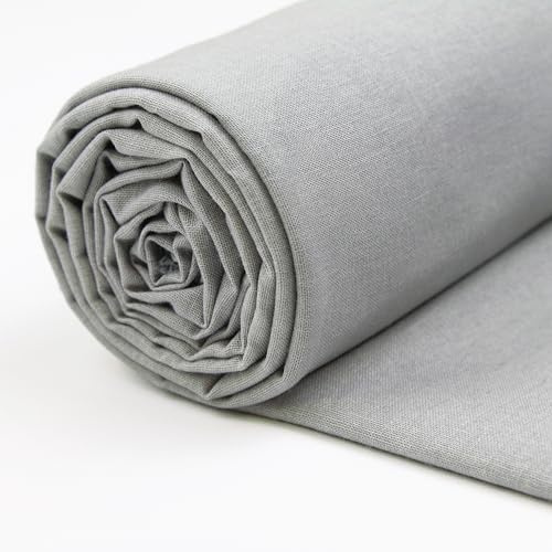 A-Express 100 % bomullstyg - 60 tum 150 cm brett - vanligt bomullstyg per meter - perfekt för quiltning, sömnad, klädtillverkning, gardinfoder, tygkassar, sängkläder, örngott - silver 1 meter