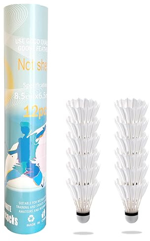 Larumsport Badminton Shuttlecocks 12-Pack, Durable Feather Badminton Birdies with High Stability & Fast Flight, Indoor/Outdoor Training Shuttlecocks for Trainers, Amateurs, Beginners & Family Games