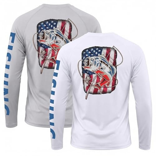 Nadirknit 2 Pack Fishing Shirts for Men Long Sleeve UPF 50+ Sun Protection Shirt Moisture Wicking Rash Guard T-Shirt L