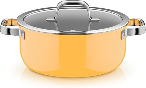 WMF Fusiontec Mineral Pro 0519025290 Stewing Pot Lid 24 cm Durable Scratch-Resistant Material Induction Suitable for All Hobs Made in Germany Mango Yellow