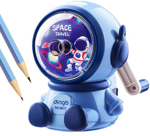 BEKKLPOU Temperamatite Astronaut, Temperamatite, Temperamatite Regolabile Con Manovella, Adatto, Ufficio, Aula (Blu)