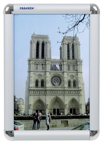 FRANKEN Wechselrahmen, Standard A4 Plakatrahmen, Aluminium-Klapprahmen 25 mm breit, Info-Rahmen für den Innenbereich in Büro, Schule, Restaurant, Hotel, öffentliche Einrichtungen, BS0701