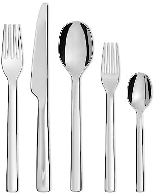 Alessi REB09S5 Ovale Besteckgarnitur 5-teilig, Edelstahl glänzend poliert