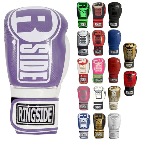 Ringside Apex Bag Gloves, IMF-Tech Boxing Gloves with Secure Wrist Support, Synthetic Boxing Gloves for Men and Women, Purple and White, S/M