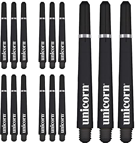 Unicorn Dart Shafts | Gripper 4 Value Pack | Durable Polycarbonate | 15 Stems | Black | Medium 41mm
