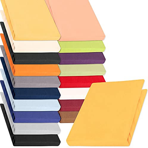 aqua-textil Pur 2er Set Jersey Spannbettlaken 90x200-100x220 cm mais gelb Wasserbett Boxspringbett 160g/qm Mako Baumwolle