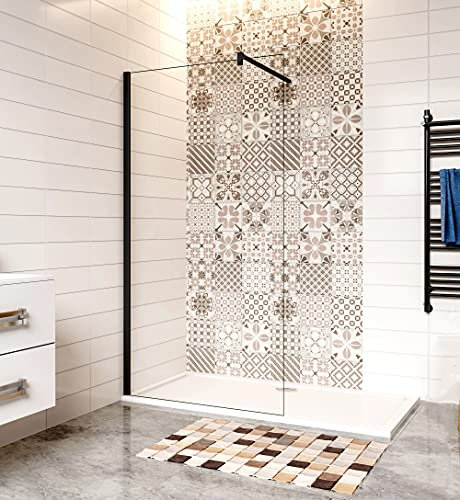 Acezanble Duschabtrennung 100x200cm Duschwand Walk In Dusche 8mm NANO Echtglas Schwarz