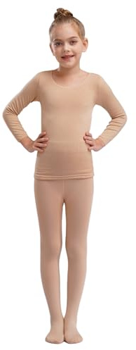 inlzdz Conjunto Térmico de Deportivo para Niña Camiseta Interior de Manga Larga y Leggings Pantalones de Elásticos Ropa de Baile Gimnasia 3-14 Años