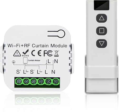 Nizirioo Kit de commande de volet roulant, commande du moteur de volet roulant, télécommande RF + module récepteur, portée jusqu'à 100 m, interrupteur pour volets roulants, stores, auvents,