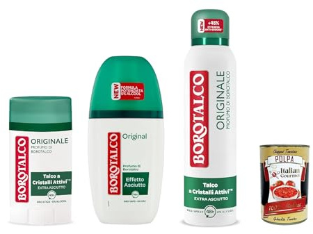 Borotalco Tris SET Original, Stick, roll on, deo spray, deodorant + Italian Gourmet polpa 400g