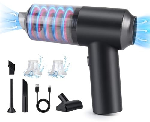 ASFSKY Mini Staubsauger Auto 8000Pa Handstaubsauger Akku Auto, Handstaubsauger Kabelloser, 2-in-1,Autostaubsauger Auto, Tragbarer Staubsauger mit 300ml Staubkammer für Auto, Tierhaare, Computer