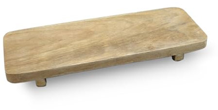 Mango Servierbrett Natur - 38 x 15 cm - Holz Deko Tablett auf 2 Füßen - Holzbrettchen Käseplatte Wurstplatte Servier Brett