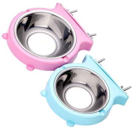 2 bunte hängende Futternäpfe für Futter und Wasser, Käfig-montierte Futter-Statin-Futterschalen für Kleintiere