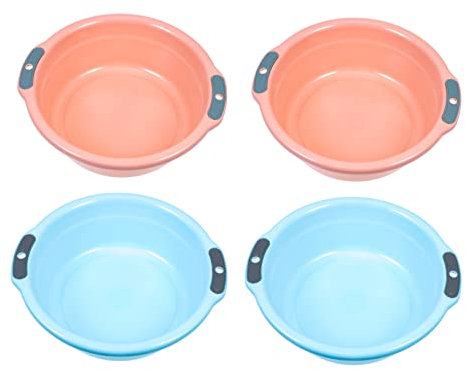 KOCKSHION 4pcs Double Handles Washbasins for Home Kitchen Wash Basins Storage Container Vegetable Wash Basin Laundry Storage Containers Random Color