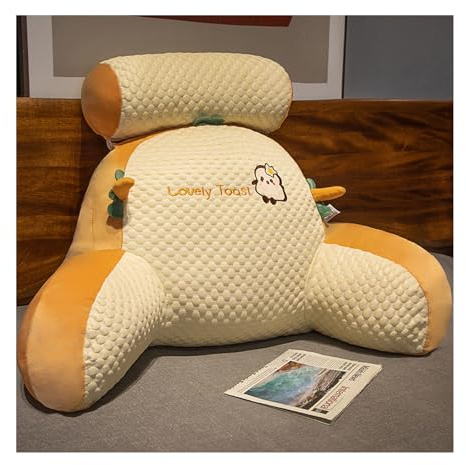 Cuscino da lettura 2 in 1 con braccioli cuscino di supporto per la schiena extra large cuscino di supporto per lo schienale staccabile cuscino da coccole per il letto C(Size:60*45*20cm,Color:Giallo A)