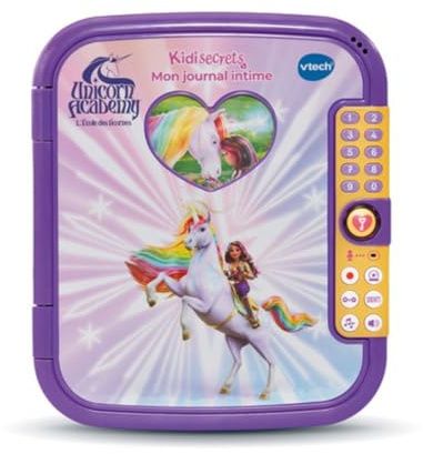 VTech - KidiSecrets Mon Journal Intime L'École des Licornes - Journal Intime Électronique avec Code, Carnet Secret, Feutre et 5 Jeux Unicorn Academy - Cadeau Enfant Dès 5 Ans - Contenu en Français