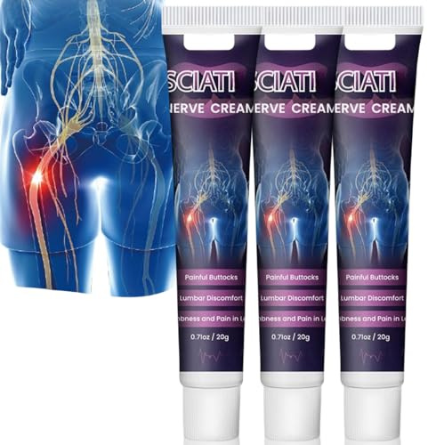 3PCS Sci/atica Pain Relief Cream,Sci/atica Relief C/Ream,Heat Sc/iatic Nerve Pain Relief Cream,Herbal Crea/m for Women,Scia/tica Pai/n Relief Products,Pain Reducing Cre/am,Herbal Cr/eam for Sciati/c