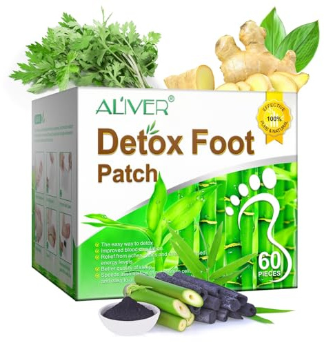 P-Beauty Detox - Cerotti disintossicanti per piedi con aceto di bambù e zenzero, 1 confezione da 60 cerotti disintossicanti per i piedi, per una disintossicazione naturale del corpo, un sonno migliore