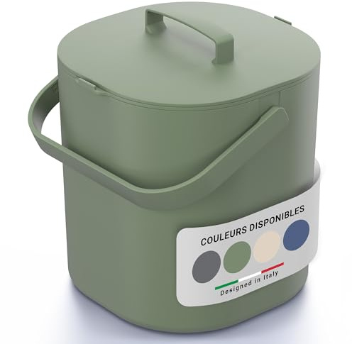 PTMS® Bidone Umido 6L – Cestino Umido coperchio da appendere e setaccio interno – Pattumiera Umido Cucina lavabile in lavastoviglie, compatta e funzionale – Disponibile in 5 colori