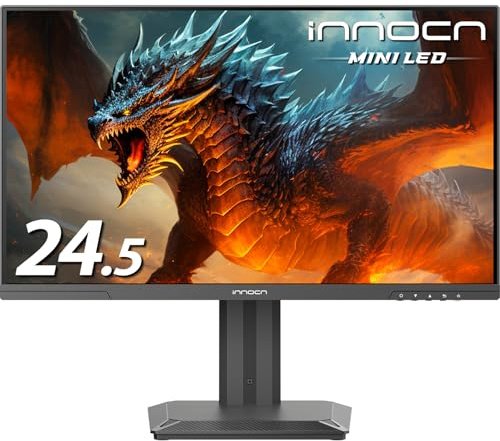 INNOCN 24.5 2K QHD 2560x1440P 240Hz Monitor Game Console Ready Mini LED with Accurate Local Dimming Monitor for Mac, HDMI 2.1, DP 1.4, Height Adjustable Stand, Black - 25M2S