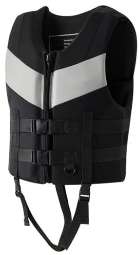 Generisch Rettungsweste Erwachsene, Schwimmwesten für Herren/Damen 48-110kg, Life Jacket, Auftriebsweste Kajak Sup, Verstellbare Schwimmhilfe aus Neopren zum Schwimmen, Kajak, Surfen,Schwarz,L