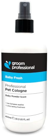 Groom Professional Baby Fresh Dog Cologne (400 ml) – Salon Size Refreshing Spray with Baby Powder Scent, Keeps Dogs Smelling Clean and Fresh, Long-Lasting Formula, Made in UK