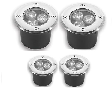 Luz subterránea empotrada para Exteriores de 4 Piezas: lámpara de pie LED, Foco LED empotrable a Prueba de Agua IP66, Luces de Paisaje Bajas, Luces enterradas Redondas para Exteriores, para jardín,
