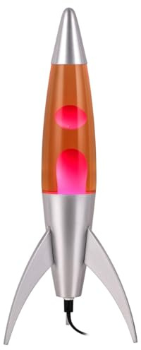 ROCKING GIFTS Grande lampe à lave Rocket 45 cm rouge-rose en aluminium - Lumière décorative et relaxante pour chambre ou bureau - Lampe à lave pour enfants, adolescents et espaces de jeu