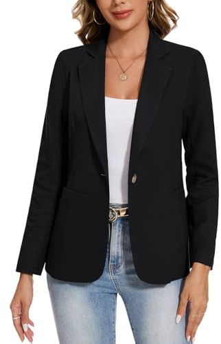 Blazer for Women Cotton Linen Long Sleeve Jacket Notch Collar Coat Casual | Blazer for Women Cotton Linen Long Sleeve Suits & Blazers Notch Collar Slim Fit Jacket Casual Business Work Office Coat