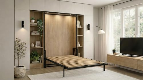 Wallbedking Letto a Scomparsa Morphy Classic - Sistema multifunzionale modulare SizeFlex & TypeFlex, letto a scomparsa salvaspazio ed estensibile con moduli divano (120x190 cm, Verticale)