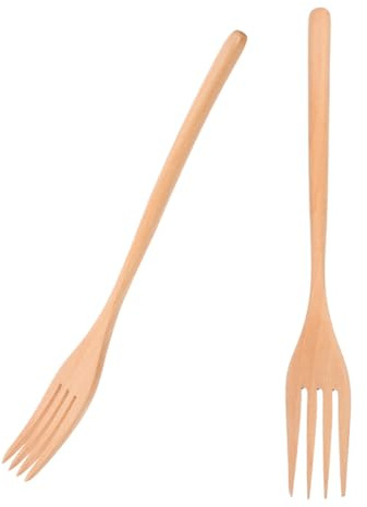 PACKOVE Forchette da Cucina in Legno 2 Pezzi per Mescolare Insalata e Servire Piatti Utensili Fatti a Mano per Casa e Ristorante