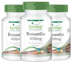 Fairvital | Weihrauch-Tabletten - Boswellia Serrata Extrakt 800mg Tagesdosis - 360 Tabletten (3x120) - Hochdosiertes Indischer Weihrauch mit Mind. 65% Boswellia-Säuren - Vegan