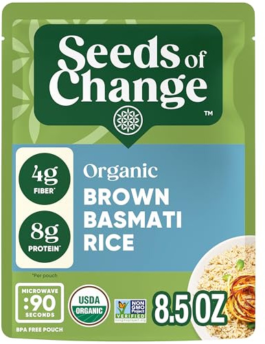 SEEDS OF CHANGE Certified Organic Brown Basmati Rice, Organic Food, 8.5 OZ Pouch