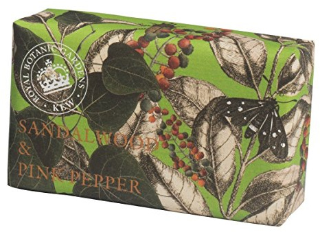 The English Soap Company Royal Botanical Gardens Kew Wrapped Soap Bar, Sandalwood and Pink Pepper Scent 240g