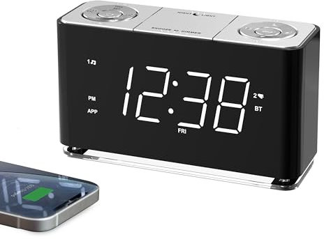 iTOMA Clock Radio, Alarm Clock with APP control, Large LED Display, FM Radio, Dual Alarm, Two USB Charging Port, Night Light, Auto & Manual Dimmer, Snooze, Sleep Timer 507