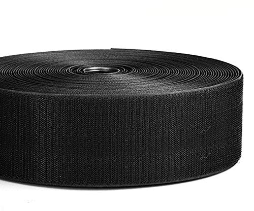 2'' Wide 16.4'/5 Yards Long Hook and Loop Cable Tie Cord Wrap Fastener Nylon Power Cord Management Wire Organizer Strap Reusable Cut to Size Self Gripping Tape Roll (Black) - 4''Wide Available