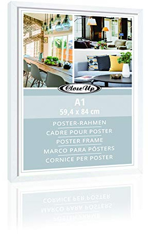 Close Up Bildram DIN A1, 59,4 cm x 84 cm affischram, MDF – trädekor – träutseende, vit