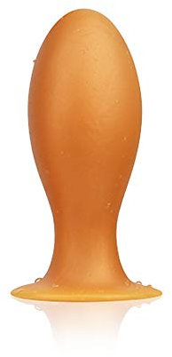 SXOVO Plug Anale Ovale con Ventosa Analesex Toy in Silicone Liquido Butt Plug Anale per Stimolazione Prostata Toys Sessuali per Donna Uomini Coppie (M,Oro)