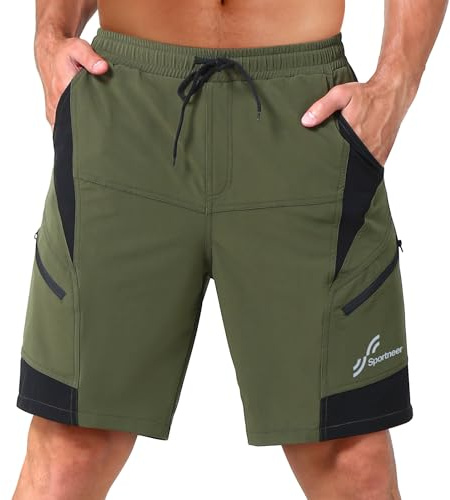 Sportneer Pantaloni da Ciclismo da Uomo, Imbottiti, da Ciclismo, da Uomo, con Imbottitura 3D, per Mountain Bike, Ciclismo, Sport all'Aria Aperta