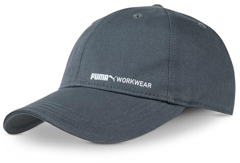 PUMA Workwear Cap Herren - Unisex Baseballkappe - Mütze Kappe Damen und Männer mit Schirm aus 100% Baumwolle - Verstellbar - Ideal für Arbeit Outdoor und Freizeit - Baseball Cap mit Logo - Stahlgrau