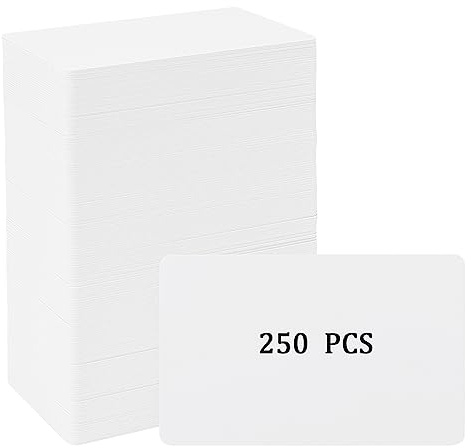 ZEONHEI 250 st tomma vita PVC-kort, 30 mil/0,76 mm tjocka tomma visitkort i plast, utskrivbara vita kort ID-kort tomma kompatibla med alla plastkortskrivare, 85 mm x 54 mm