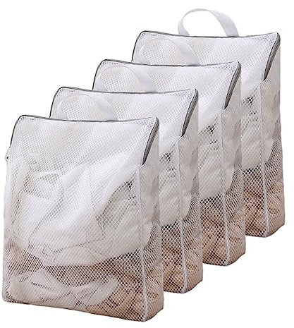 Mollyfox 4Pack Wäschesäcke mit Griffen mit Reißverschluss Wäschenetz für Waschmaschine Wiederverwendbare Wäschebeutel für College Wohnheim und Wohnung sac de rangement de voyage