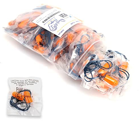 Metal Detectable Foam Earplugs 100 Pair - NRR 32dB with Detectable String - Noise Cancelling, Sound Blocking, Disposable, Corded Earplugs Bulk for Food Services, Industry, Pharmaceutical, Pulp & Paper