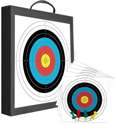 - QI HUO JU - Foam Archery Target High-Density Bow and Arrow EVA Targets for Backyard Practice Shooting Targeting, Include 5 Target Papers, 4 Pins (EVA Target with Rope)
