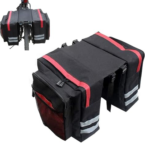 Sacoche Vélo Double Poche Pour Porte-Bagage Arrière - Grand Sac Siège Arrière Avec Rangement - Rouge