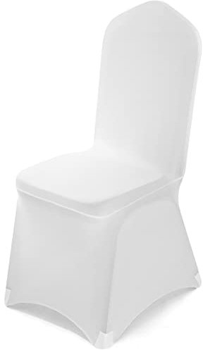 VELPAX Stuhlhussen 50 Stück, Universell Stuhlhussen Weiß Polyester, Elegante Stuhl Stuhlbezüge Elasthan Spandex Waschbarer für Taufe Geburtstag Hochzeit Bankett Dekoration